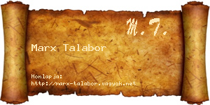 Marx Talabor névjegykártya